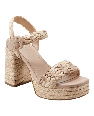 Marc Fisher Women's Seclude Block Heel Square Toe Dress Sandals In Light Natural