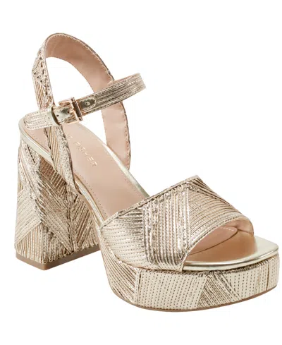 Marc Fisher Women's Seleny Metallic High Block Heel Platform Sandals In Gold