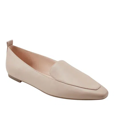 Marc Fisher Women's Seltra Almond Toe Slip-on Dress Flat Loafers In Light Natural- Faux Leather
