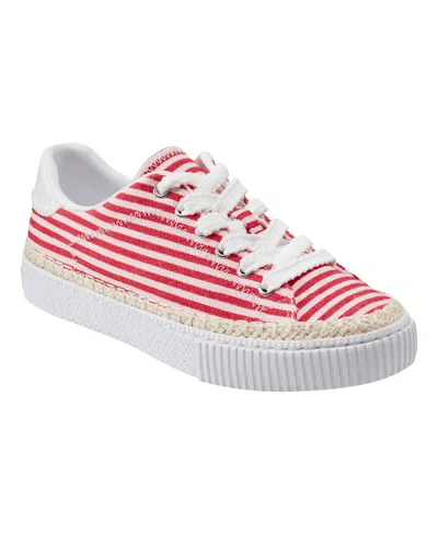 Marc Fisher Women's Spryng Round Toe Casual Sneakers In Red Stripe
