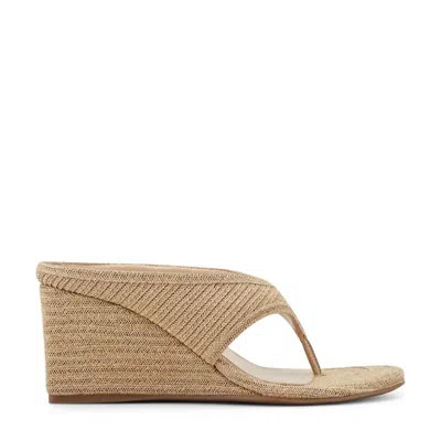 Marc Fisher Women's Udena Wedge Thong Sandal In Light Natural Raffia In Brown