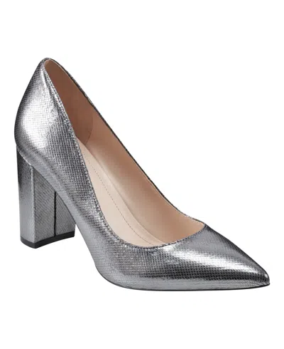 Marc Fisher Women's Viviene Slip-on Block Heel Pumps In Pewter Snake