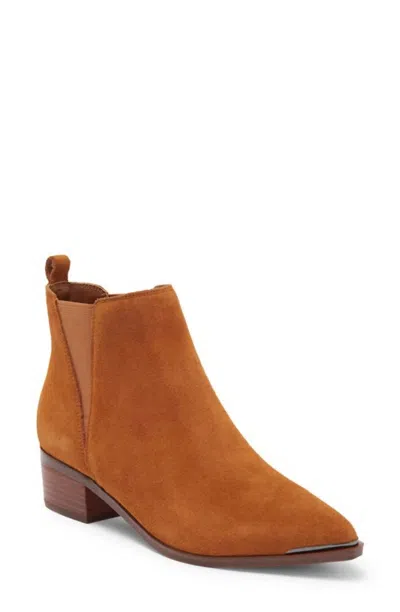 Marc Fisher Women Yale Chelsea Boot In Medium Brown Suede In Multi