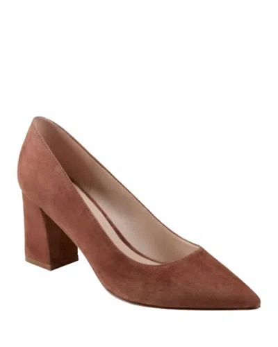 Marc Fisher Women's Zala Block Heel Pump In Med Nat Suede