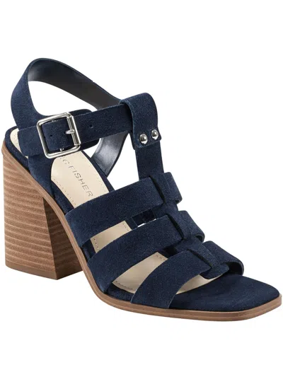 Marc Fisher Womens Leather Cushioned Footbed Ankle Strap In Blue