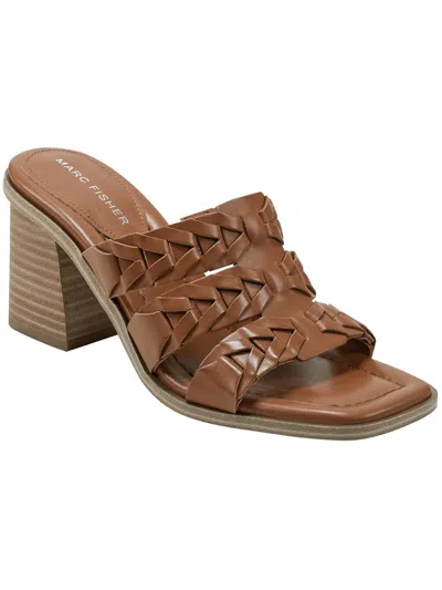 Marc Fisher Womens Slip On Strappy Strappy Sandals In Brown