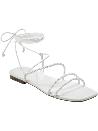 Marc Fisher Womens Strappy Faux Leather Gladiator Sandals In White