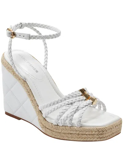 Marc Fisher Womens Wedge Ankle Strap Espadrilles In White