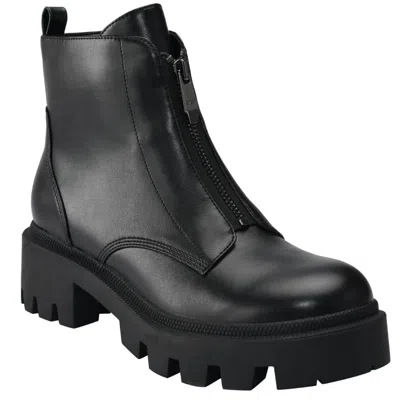 Marc Fisher Zippa 2 Womens Lugged Sole Zip Up Ankle Boots In Black