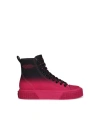MARC JACOBS (THE) 'HIGHT TOP' BLACK AND FUCHSIA TELA SNEAKERS