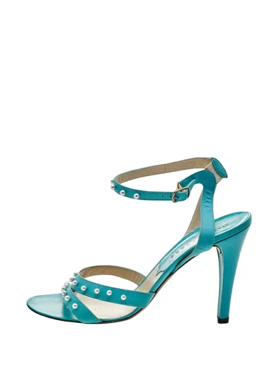 Pre-owned Marc Jacobs 105mm Leather Heeled Sandals In Blue