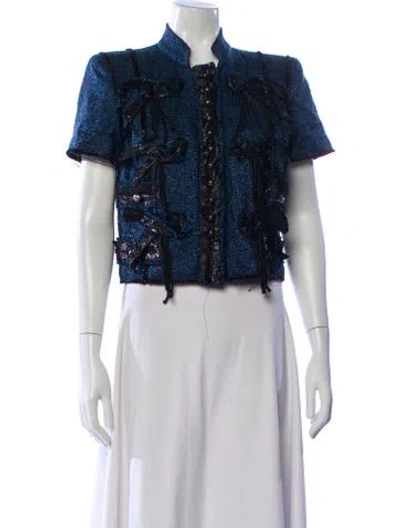 Pre-owned Marc Jacobs 2010 Tweed Pattern Denim Jacket In Blue