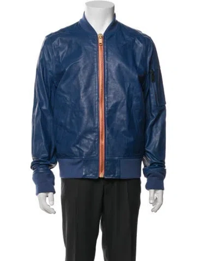 Pre-owned Marc Jacobs 2014 Leather Bomber Jacket In Blue