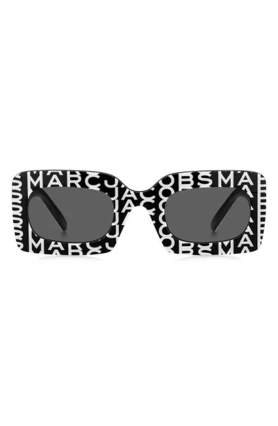 Marc Jacobs 50mm Rectangular Sunglasses In Black White/ Grey