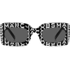 Marc Jacobs Monogram Rectangular-frame Sunglasses In Black White/grey