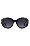 Marc Jacobs 51mm Gradient Oval Sunglasses In Black/dark Grey Sf