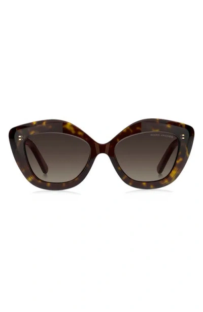 Marc Jacobs 52mm Cat Eye Sunglasses In Crystal Havana/brown