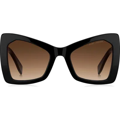 Marc Jacobs 52mm Gradient Butterfly Sunglasses In Black/ Brown Sf