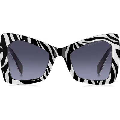 Marc Jacobs 52mm Gradient Butterfly Sunglasses In Black White/grey Azure