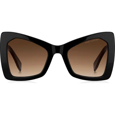 Marc Jacobs 52mm Gradient Butterfly Sunglasses In Black/brown Sf