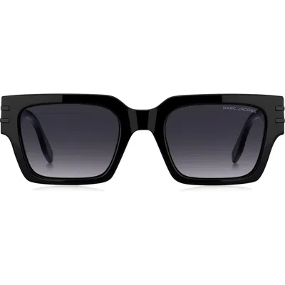 Marc Jacobs 52mm Gradient Rectangular Sunglasses In Black/dark Grey