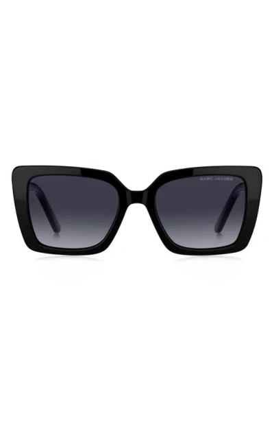 Marc Jacobs 52mm Gradient Square Sunglasses In Black/ Grey Shaded