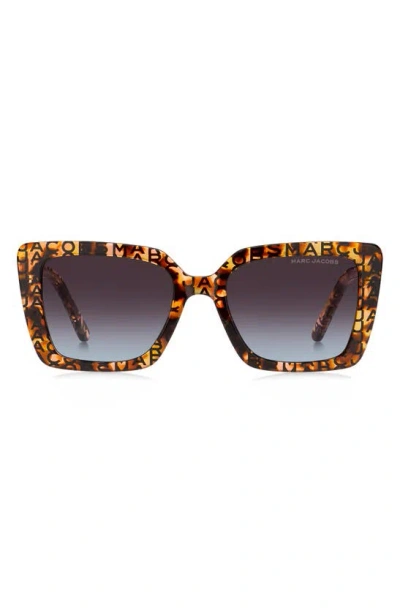 Marc Jacobs 52mm Gradient Square Sunglasses In Pattern Havana/ Brown Blue