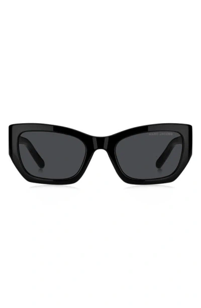 Marc Jacobs 53mm Cat Eye Sunglasses In Black Dark Grey