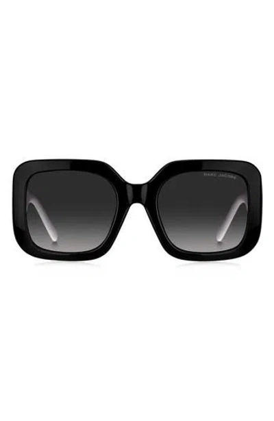 Marc Jacobs 53mm Gradient Polarized Square Sunglasses In Black