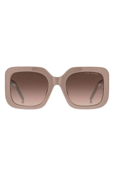 Marc Jacobs 53mm Gradient Polarized Square Sunglasses In Beige Grey/brown Gradient