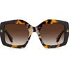 Marc Jacobs 53mm Gradient Rectangular Sunglasses In Brown