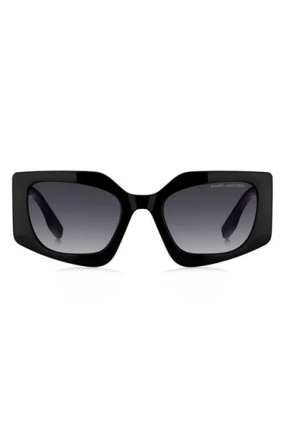 Marc Jacobs 53mm Gradient Rectangular Sunglasses In Black/dark Grey Sf