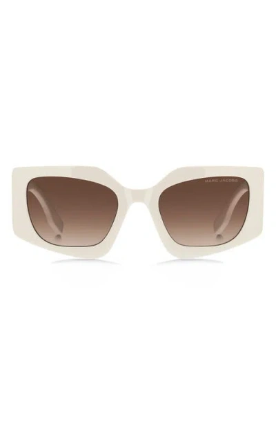 Marc Jacobs 53mm Gradient Rectangular Sunglasses In Ivory/brown Sf