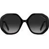 Marc Jacobs 53mm Gradient Round Sunglasses In Black/grey Shaded