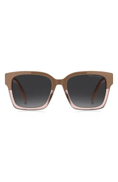 Marc Jacobs 53mm Gradient Square Sunglasses In Beige/dark Grey Sf