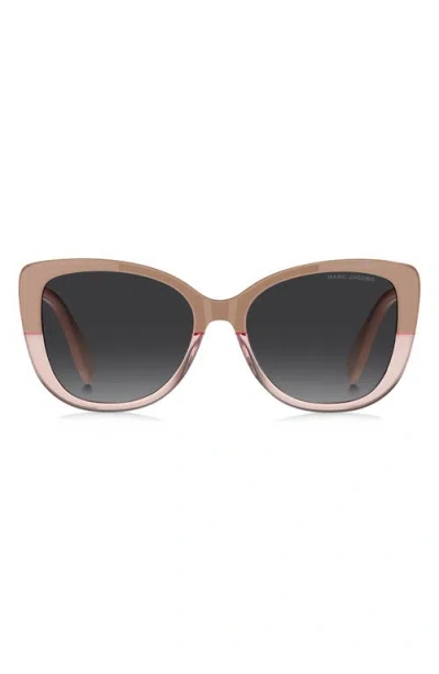 Marc Jacobs 55mm Gradient Cat Eye Sunglasses In Beige/dark Grey