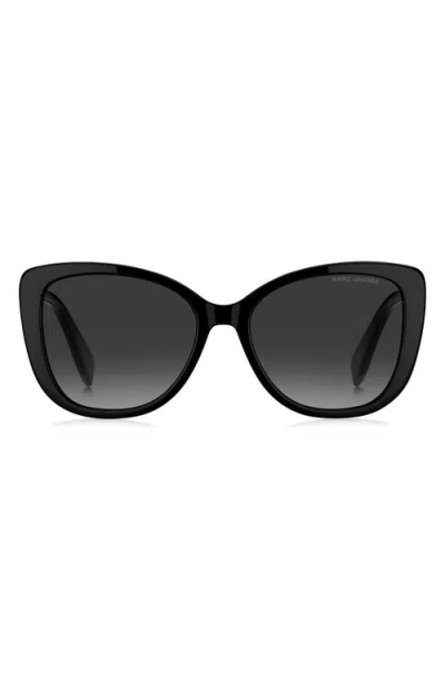 Marc Jacobs 55mm Gradient Cat Eye Sunglasses In Black/dark Grey