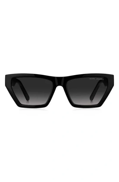 Marc Jacobs 55mm Gradient Cat Eye Sunglasses In Black/grey Shaded