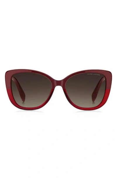 Marc Jacobs 55mm Gradient Cat Eye Sunglasses In Burgundy/brown