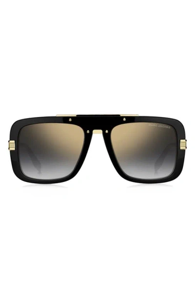 Marc Jacobs 55mm Gradient Rectangle Sunglasses In Black Grey/ Gray Polar