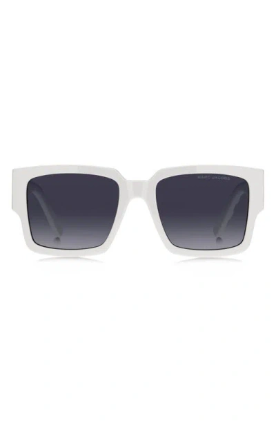 Marc Jacobs 55mm Square Sunglasses In White Black/ Grey Shaded