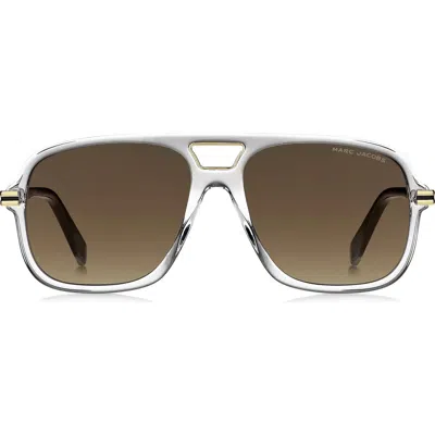 Marc Jacobs 56mm Aviator Sunglasses In Brown