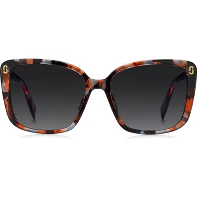 Marc Jacobs 56mm Gradient Butterfly Sunglasses In Brown Blue Havana/dark Grey