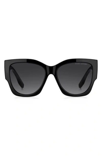 Marc Jacobs 56mm Gradient Cat Eye Sunglasses In Black