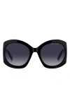 Marc Jacobs The J Marc Monogram Rounded Sunglasses In Black Gold/ Grey Shaded