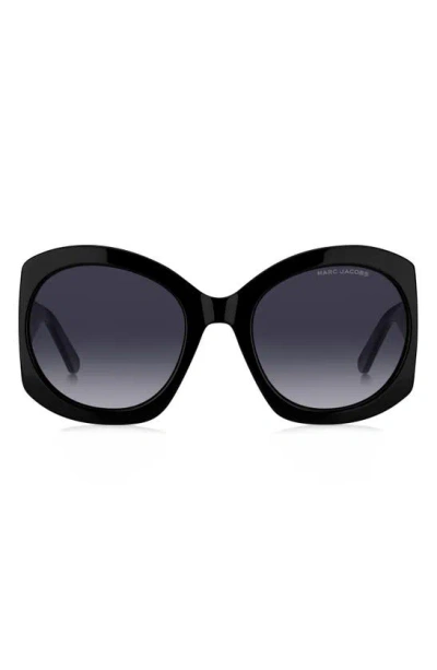 Marc Jacobs The J Marc Monogram Rounded Sunglasses In Black