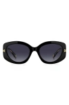 Marc Jacobs 56mm Gradient Rectangular Sunglasses In Black Pattern White/ Grey