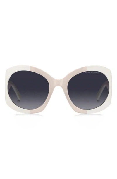 Marc Jacobs 56mm Gradient Rectangular Sunglasses In Ivory Grey Gradient