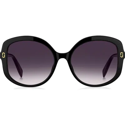 Marc Jacobs 56mm Gradient Round Sunglasses In Black/grey