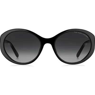 Marc Jacobs 56mm Gradient Round Sunglasses In Black